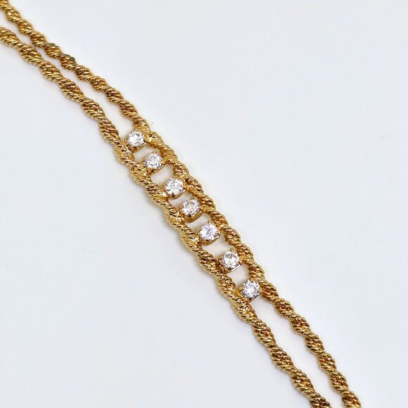 Merlite Gold Double Rope Twist Chain Bracelet Crystal Rhinestone Accent Bracelet - Picture 14 of 17